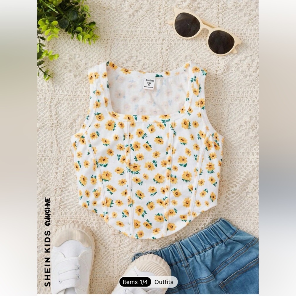SHEIN teen (girls size 14) daisy crop tank top